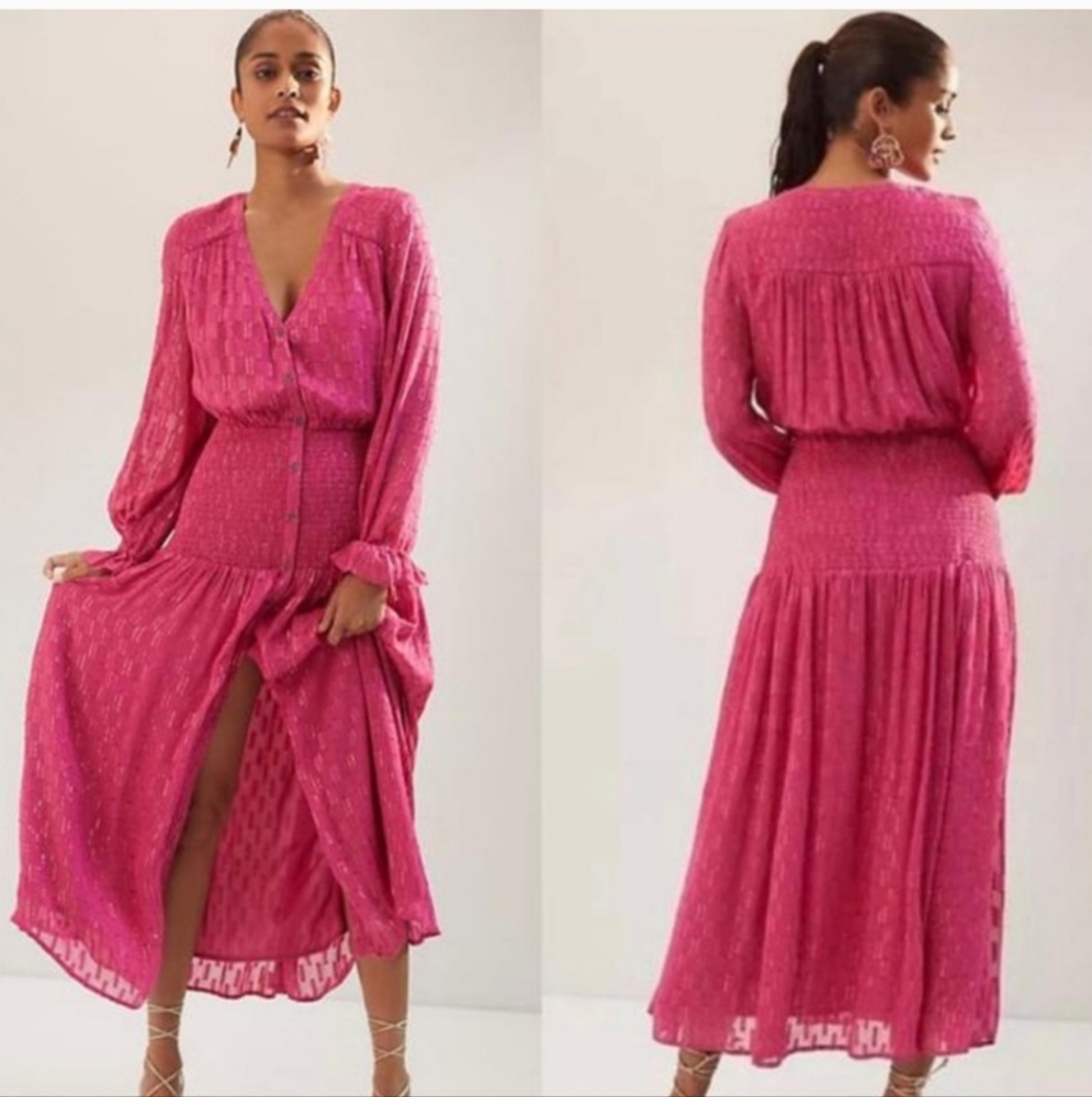 Anthropologie Pink Maxi Dress